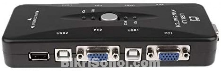 USB 2.0 KVM Switch 4 Port W 4 Set Cable For Monitor Sharing
